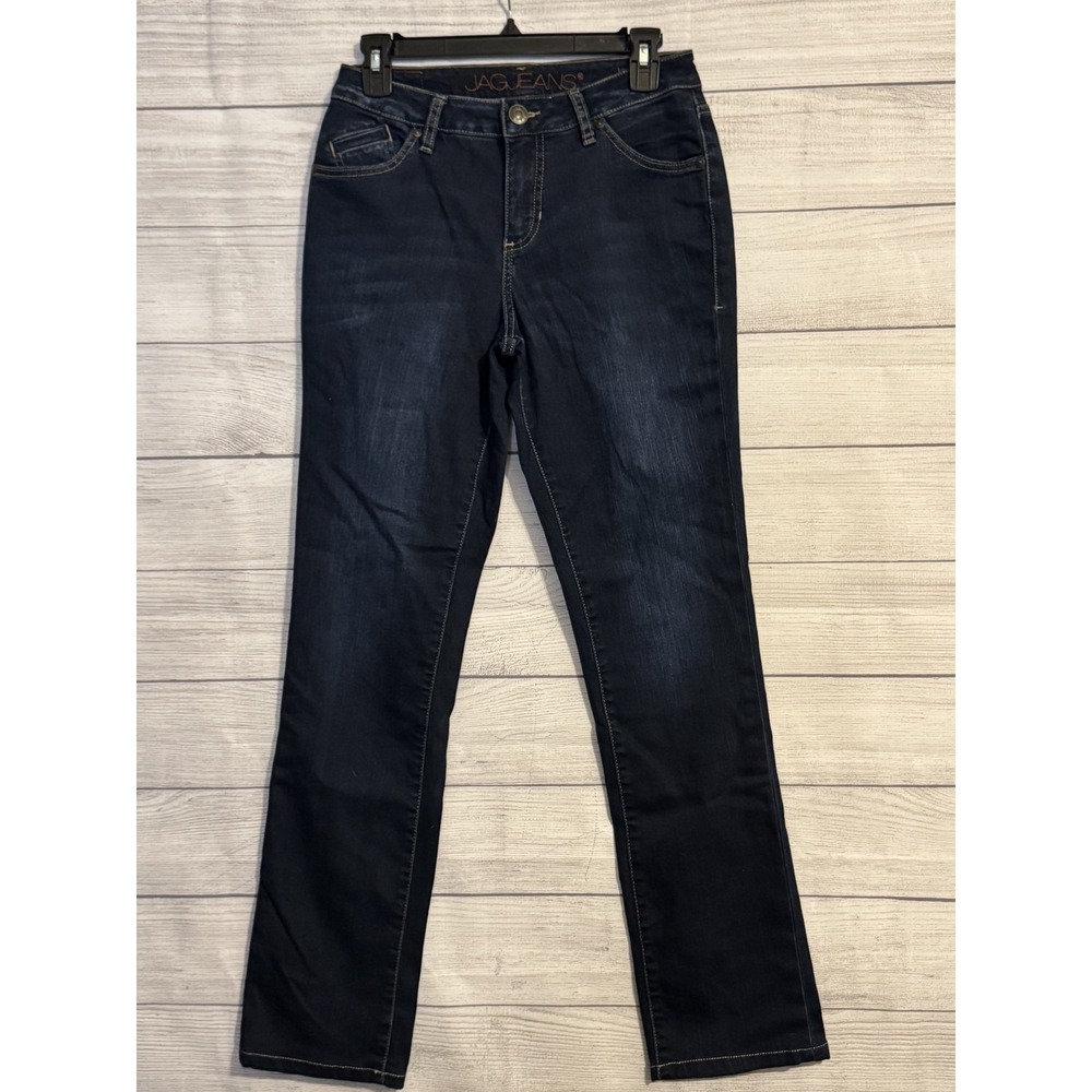 Jag Jeans Women's Mid Rise Straight Leg Jeans Size 8 Dark Wash Stretch